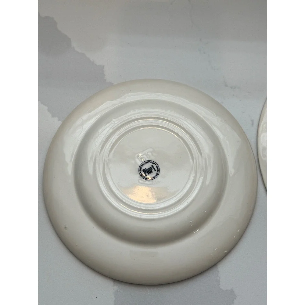 Pier 1 Imports Teapot Blue White Dinner Salad Plate Set England Earthenware
